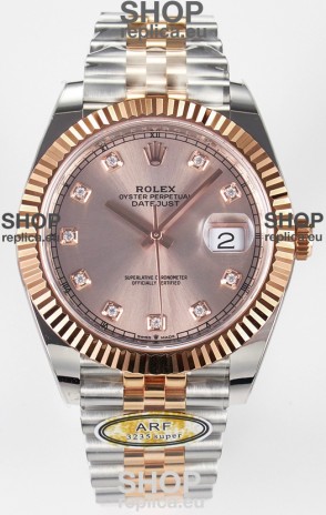 Rolex Super Clone Datejust ETA 3235 Movement 41MM Two Tone Rose Gold Plating and Dial Watch