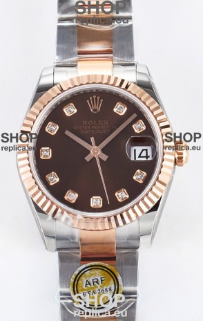 Rolex Super Clone Datejust ETA 2688 Movement 31MM Two Tone Rose Gold Swiss Brown Dial