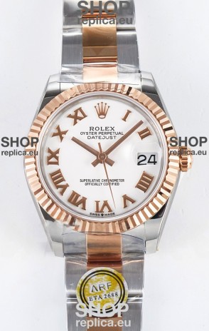 Rolex Super Clone Datejust ETA 2688 Movement 31MM Two Tone Rose Gold Swiss White Dial