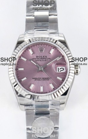 Rolex Super Clone Datejust ETA 2688 Movement 31MM Stainless Steel Pink Dial Watch 