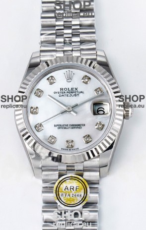 Rolex Super Clone Datejust ETA 2688 Movement 31MM Stainless Steel Pearl Dial Watch 