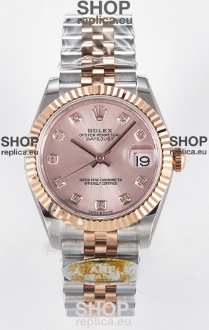 Rolex Super Clone Datejust ETA 2688 Movement 31MM Two Tone Rose Gold Swiss Champange Dial