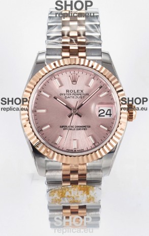 Rolex Super Clone Datejust ETA 2688 Movement 31MM Two Tone Rose Gold Swiss Champange Dial