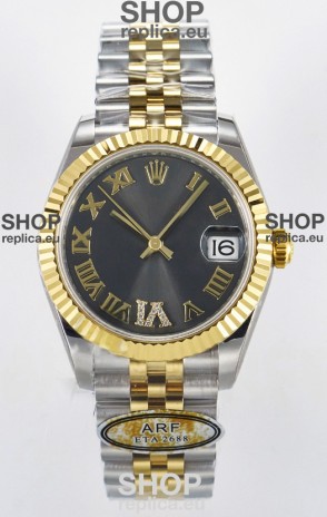 Rolex Super Clone Datejust ETA 2688 Movement 31MM Two Tone Yellow Gold Swiss Grey Dial
