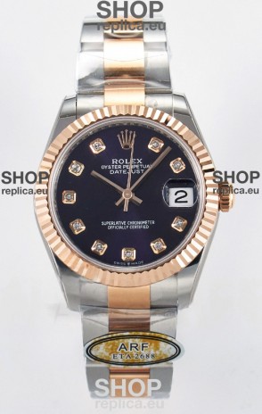Rolex Super Clone Datejust ETA 2688 Movement 31MM Two Tone Rose Gold Swiss Purple Dial