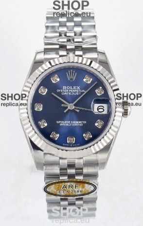 Rolex Super Clone Datejust ETA 2688 Movement 31MM Stainless Steel Blue Dial Watch 