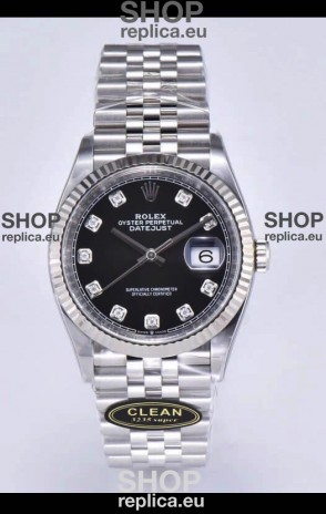 Rolex Datejust 126234 36MM Swiss Replica in 904L Steel in Black Dial 1:1 Mirror Replica