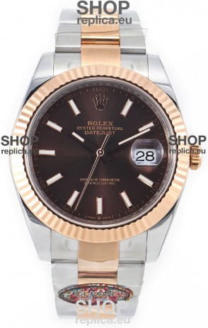 Rolex Datejust M126333 41MM ETA3235 72 Hours Power Brown Dial Oyster 1:1 Mirror Replica Rose Gold 904L Steel