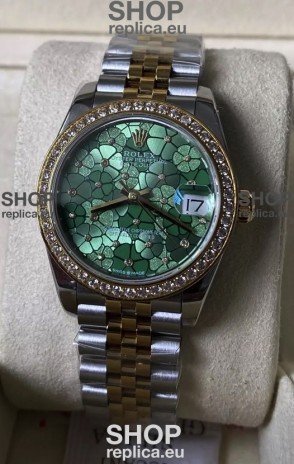 Rolex Datejust M278383RBR 31MM Swiss Replica Two Tone Yellow Gold - Floral Motif Dial 1:1 Mirror Quality