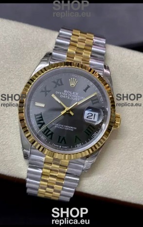 Rolex Datejust 36MM Cal.3135 Movement Swiss Replica Watch in 904L Steel Two Tone Grey Dial