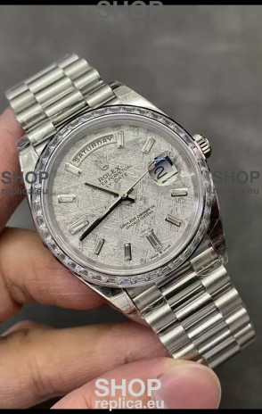 Rolex Day Date Presidential Stainless Steel Meteorite Dial Watch 40MM - 1:1 Mirror Quality
