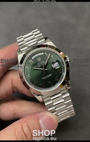 Rolex Day Date Presidential Stainless Steel Olive Green Arab Dial Watch 40MM - 1:1 Mirror Quality
