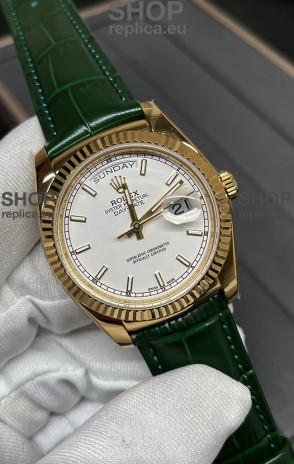 Rolex Day Date Yellow Gold Casing Watch in White Dial 36MM - 1:1 Mirror Quality 