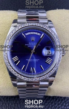 Rolex Day Date M228206-0015 904L Steel 40MM - Blue Dial 1:1 Mirror Replica