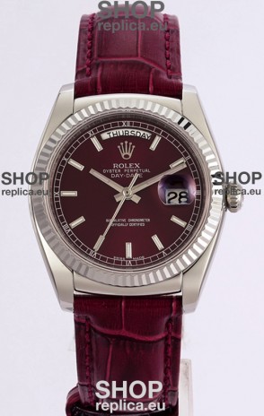 Rolex Day Date 904L Steel Casing Watch in Red Dial 36MM - 1:1 Mirror Quality