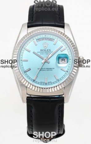 Rolex Day Date 904L Steel Casing Watch in Ice Blue Dial 36MM - 1:1 Mirror Quality