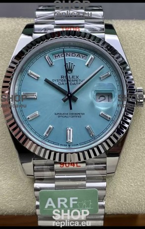 Rolex Day Date 904L Stainless Steel Tiffany Blue Stick Dial Watch 40MM - 1:1 Mirror Quality