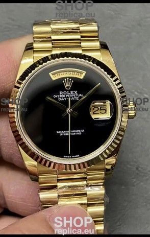 Rolex Day Date Presidential 18K Yellow Gold Watch 36MM - Black Dial 1:1 Mirror Quality