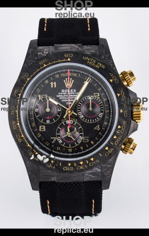 Rolex Daytona Super Clone DiW Avia Grey Carbon Edition Watch - Forged Carbon Casing Black Strap 1:1 Mirror Replica