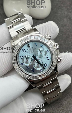 Rolex Cosmograph Daytona ICE Blue Dial Diamonds Bezel Cal.4130 Movement - 904L Steel Watch