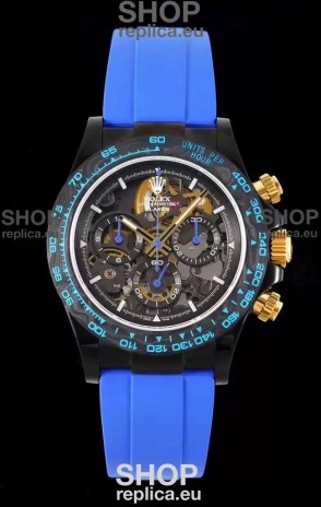 Rolex Daytona Blaken Blue 1:1 Swiss Mirror Replica Skeleton Dial Cal.4130 Movement