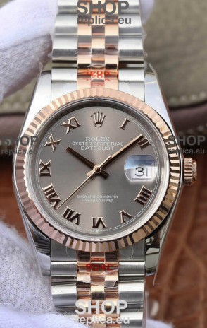 Rolex Datejust 36MM ETA-3135 Movement Swiss Replica in 904L Two Tone Grey Dial