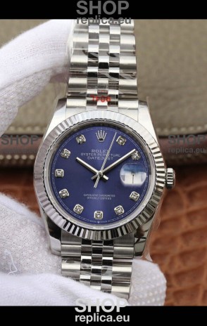 Rolex Datejust 36MM ETA-3135 Movement Swiss Replica in 904L Steel in Blue Dial 