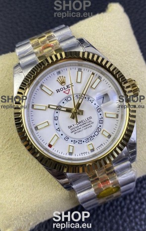 Rolex Sky-Dweller REF# M336933 White Dial Watch in Yellow Gold 904L Steel Case 1:1 Mirror Replica