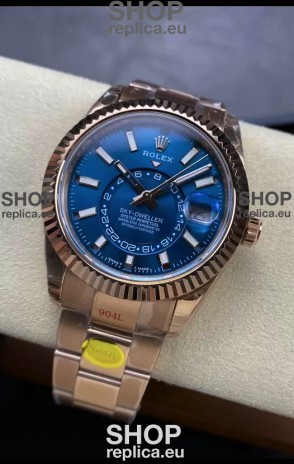 Rolex Sky-Dweller REF# 336935 Blue Dial Watch in Rose Gold 904L Steel Case 1:1 Mirror Replica