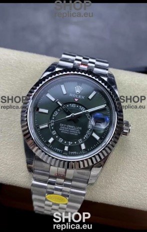 Rolex Sky-Dweller REF# 336934 Green Dial Watch in 904L Steel Case 1:1 Mirror Replica