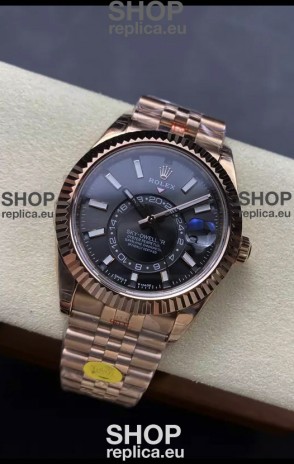 Rolex Sky-Dweller REF# 336935 Black Dial Watch in Rose Gold 904L Steel Case 1:1 Mirror Replica