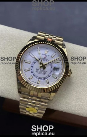 Rolex Sky-Dweller REF# 336935 White Dial Watch in Yellow Gold 904L Steel Case 1:1 Mirror Replica