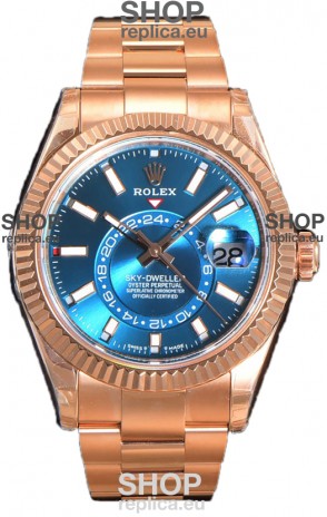 Rolex Sky-Dweller REF# 336235 Blue-Green Dial Watch in Rose Gold 904L Steel Case 1:1 Mirror Replica