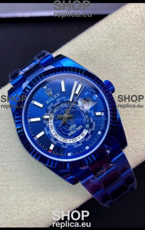 Rolex SkyDweller Swiss Watch in Blue PVD Coated Case - DIW Edition Blue Dial