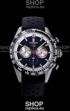 Tag Heuer Carrera Swiss Quartz Movement Replica Watch in Black Dial - Black Rubber Strap