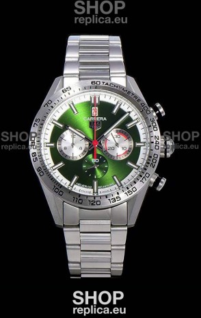 Tag Heuer Carrera Swiss Quartz Movement Replica Watch in Green Dial - Stainless Steel Strap