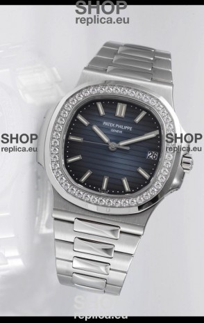 Patek Philippe Nautilus 5711 Swiss Replica Watch - 1:1 Mirror Quality with Diamonds Bezel