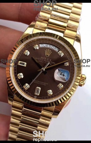 Rolex Day Date 128238 Presidential 18K Yellow Gold Watch 36MM - Brown Dial 1:1 Mirror Quality Watch