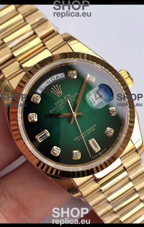 Rolex Day Date 128238 Presidential 18K Yellow Gold Watch 36MM - Green Dial 1:1 Mirror Quality Watch