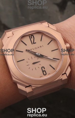 Bvlgari Octo Finissmo Edition 1:1 Mirror Replica Rose Gold Sandblasted Ceramic Casing and Strap 