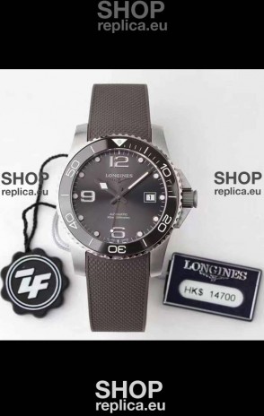 Longines HydroConquest 1:1 Mirror Swiss Replica Watch in Grey Dial Rubber Strap