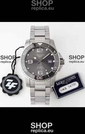 Longines HydroConquest 1:1 Mirror Swiss Replica Watch in Grey Dial Steel Strap