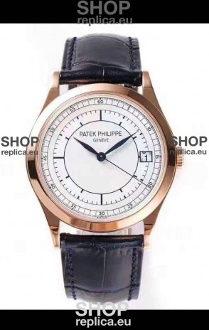 Patek Philippe Calatrava 5296 Sector Dial 1:1 Mirror Swiss Replica Watch Rose Gold Casing