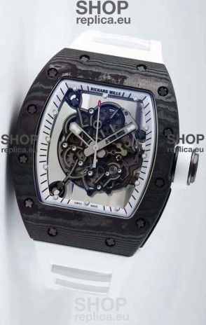 Richard Mille RM055 Forged Carbon Casing 1:1 Mirror Replica Watch in White Strap 