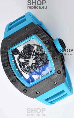 Richard Mille RM055 Forged Carbon Casing 1:1 Mirror Replica Watch in Blue Strap 