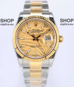Rolex Datejust Palm Motif Dial 36MM Cal.3135 Movement Swiss Replica Watch in 904L Two Tone Casing