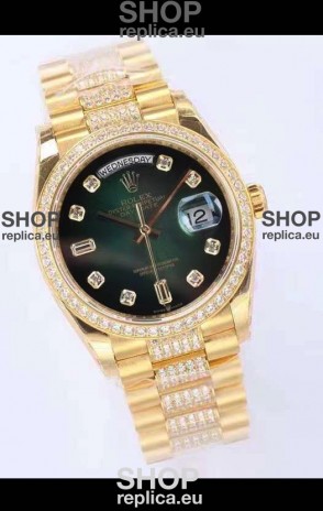 Rolex Day Date Presidential 18K Yellow Gold Watch 36MM - Green Dial 1:1 Mirror Quality Watch