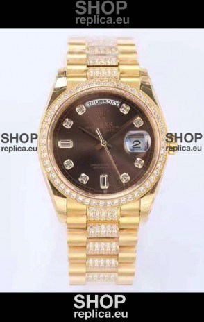 Rolex Day Date Presidential 18K Yellow Gold Watch 36MM - Brown Dial 1:1 Mirror Quality Watch