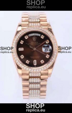 Rolex Day Date Presidential Rose Gold Watch 36MM - Brown Dial 1:1 Mirror Quality Watch