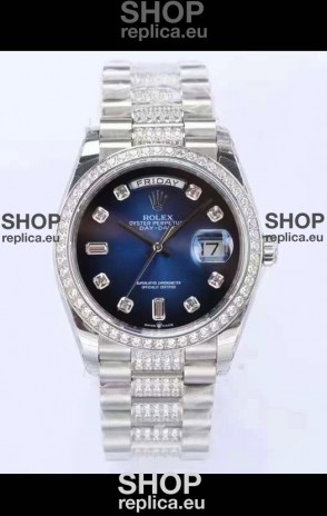 Rolex Day Date Presidential 904L Steel 36MM - Blue Dial 1:1 Mirror Quality Watch